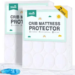 Crib Mattress Protector Sheets Waterproof 2 Pack Quilted Crib Mattress Pad Cover Fitted for Toddler Bed Mattress White 52” x 28”