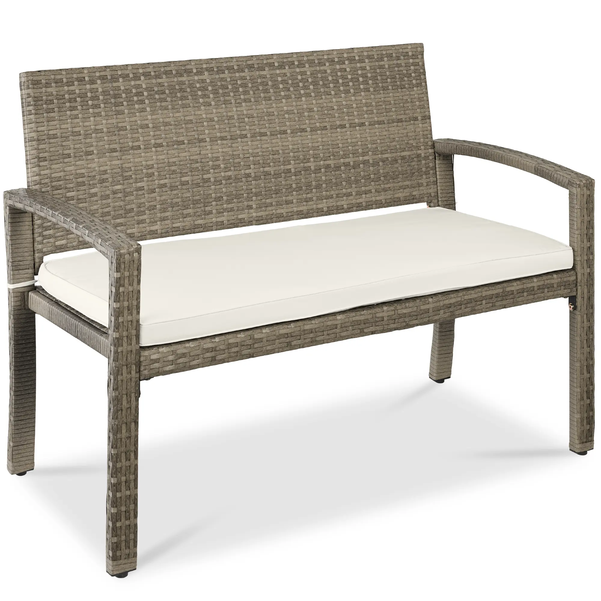 Best Choice Products 2-Person Outdoor Wicker Bench Garden Patio Porch Furniture w/ 700lb Capacity, Cushion