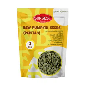 Sunbest Natural Raw Pumpkin Seeds – 2 Pounds (32 oz) Unsalted & Shelled – Whole Pepitas, Pumpkin Seeds to Eat – Great for Snacking, Baking & Topping – Rich in Essential Fatty Acids, Iron & Protein