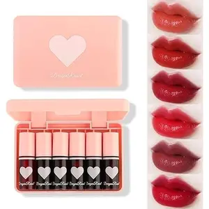 6 Color Lip Tint Stain Set Korean Plumping Mini Liquid Lipstick Multi-use Lip and Cheek Tint Long lasting Non-Stick Cup Waterproof