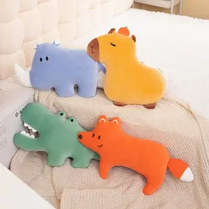 Cute Animal Plush Pillow Cushion, Comfortable Sofa Bed Living Room Decor, Creative Crocodile Porpoise Fox Rhinoceros Shape, 45cm Gift