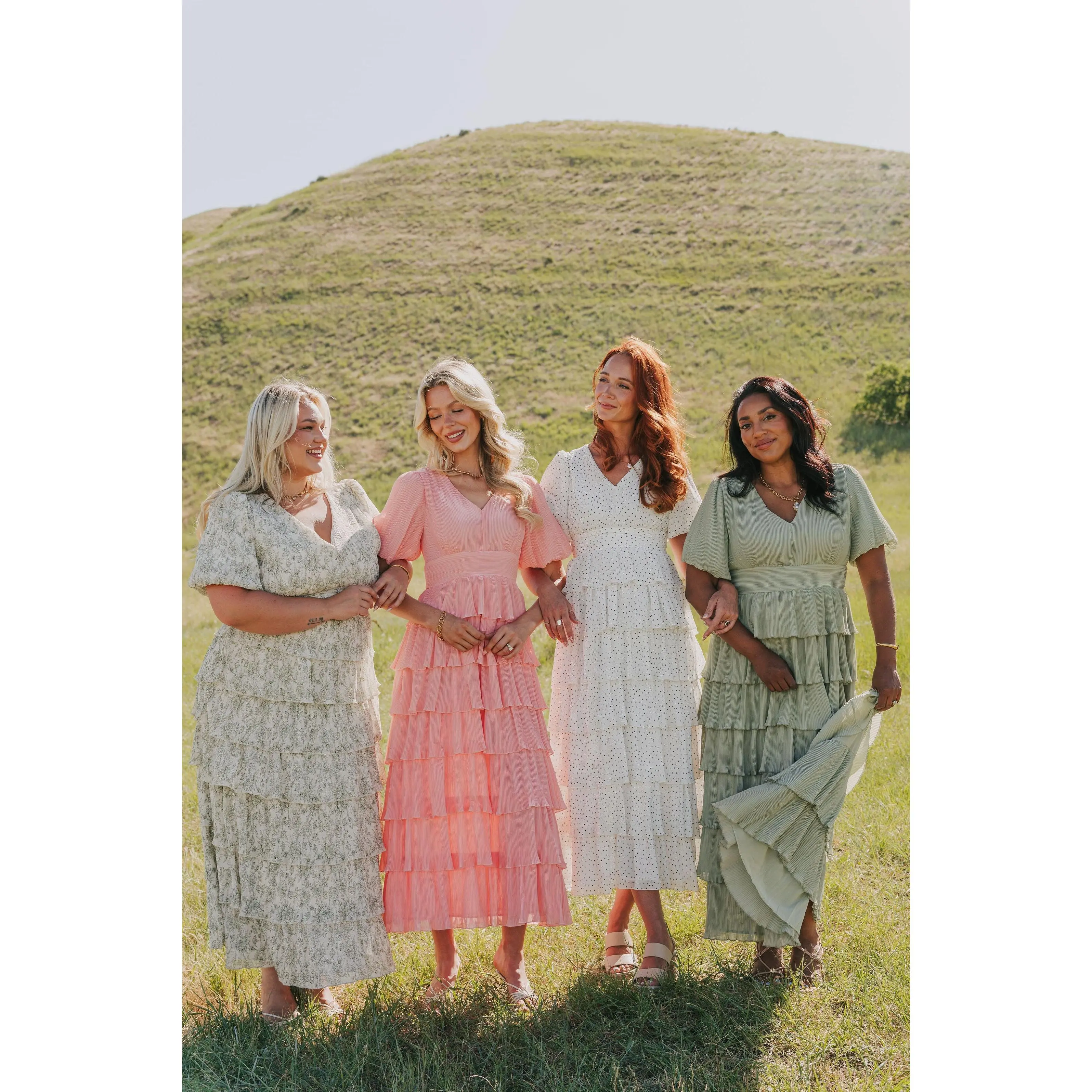 Women's Exclusive Promise Me This Dress - Short Sleeve, V-Neckline, Tie Waist, Tiered Skirt Bridesmaid Dress with Soft Fabric, Zipper, 10 Hues, Size Inclusive XXS-6XL (Fits Mother of the Bride Events)