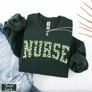 Nurse Shamrock Sweatshirt T-Shirt, St Patricks Day Gifts, Lucky Irish Four Leaf Clover Hoodie, Gift For Nurse, RN St Pattys Pullover, ER Nurse Gift