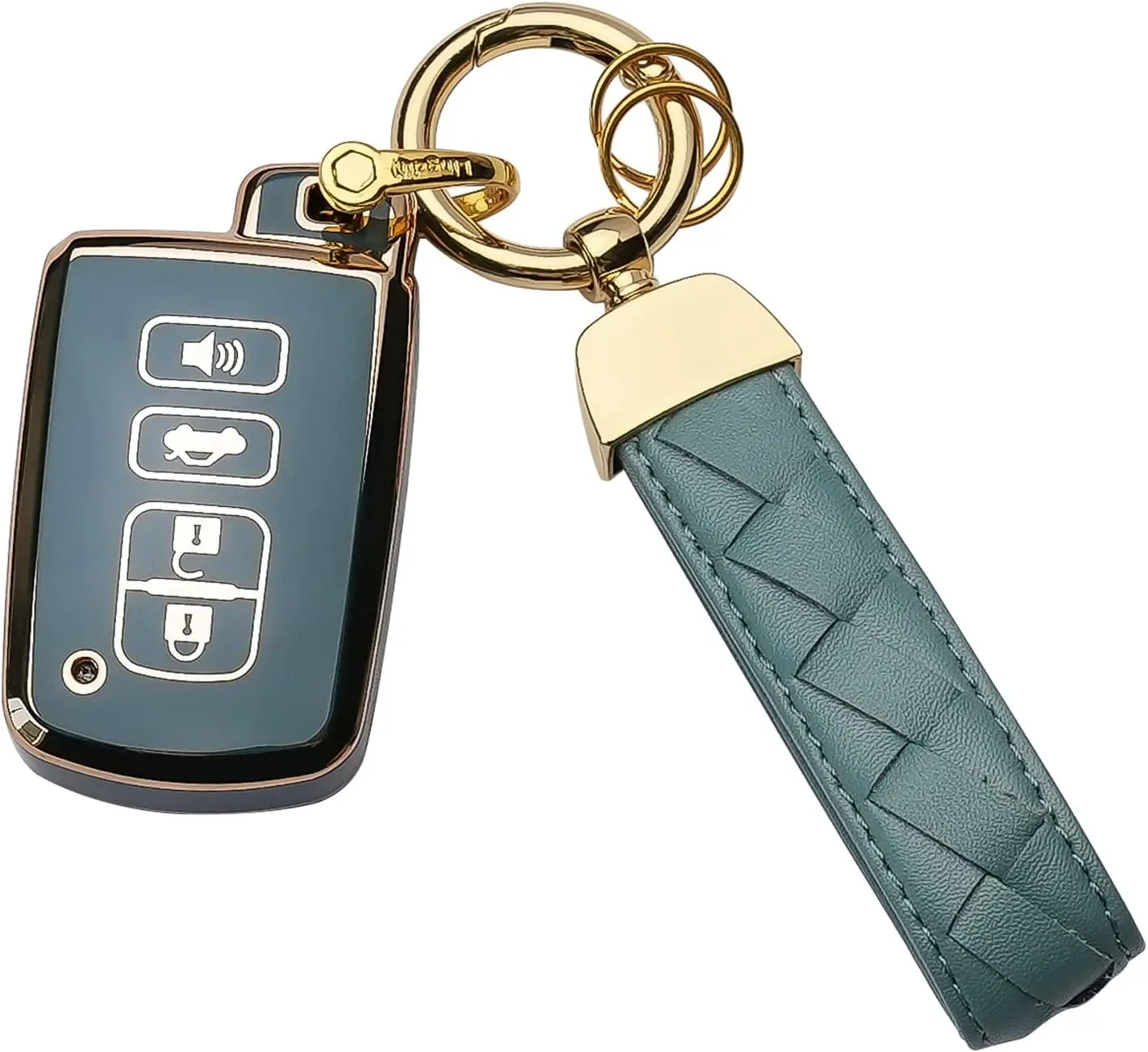 for  Key Fob Cover Keychain Fit for Tundra  Sequoia 4Runner Highlander RAV4 Camry Corolla Avalon Smart Key  Case (Blue)
