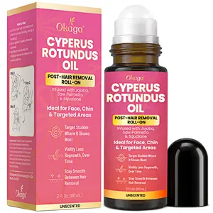 Okaga Cyperus Rotundus Oil | Natural Post-Hair Removal Roll-On | For Face, Chin, & Targeted Areas | Unscented | 60mL