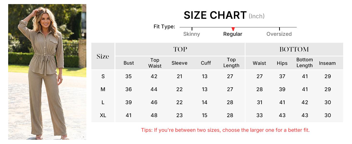 ChicMe Women's 2 Piece Outfit Vintage Textured for Women Turn-down Collar Button Down Drawstring Waist Top & Elastic Waist Wide Leg Pants Set for Commuting, Travel, or Date Night