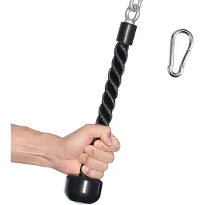 Tricep Rope 27 & 36 inches ，Fitness Attachment Cable Machine Pulldown Heavy Duty Coated Nylon Rope with Solid Rubber Ends