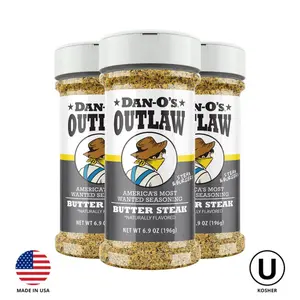 Dan-O's Outlaw Butter Steak 3 Bottle Combo - NEW Outlaw Flavor - Made in USA Kosher Seasoning for Grilling & Cooking