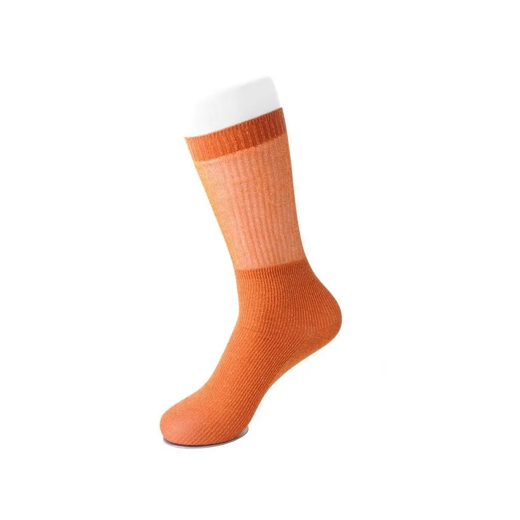 Orange Ribbed Glitter Sock