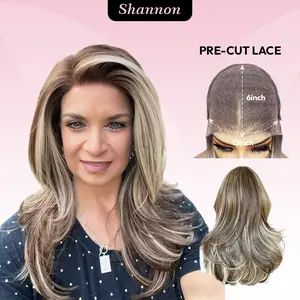 [Summervibes] VSIGN 13*6 Blonde Ombre Honey Brown With Blonde HD Lace Front Wig Glueless Synthetic Heat Resistant Fiber Natural Appearance for Everyday Hairstyle