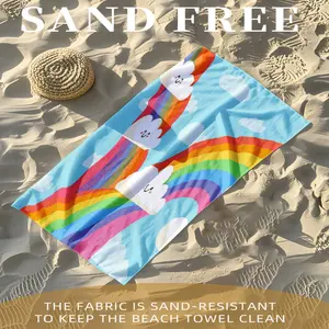 1PC Ultra Soft Quick-Dry Absorbent Beach Towel, Essential for Summer Holidays, Outdoor Oversized Thickened Beach Mat, Polyester Multicolor Solid Lightweight Portable Travel Picnic Mat, Beach Sun Protection Bath Towel