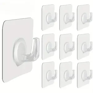 Strong Adhesive Horn Hooks, No Drilling No Punching Required Wall Mount Transparent Invisible Sticky Hooks, Self Adhesive Hooks, Rust-Resistant Plastic Hooks for Bathroom Kitchen, Rustproof Wall Mountable