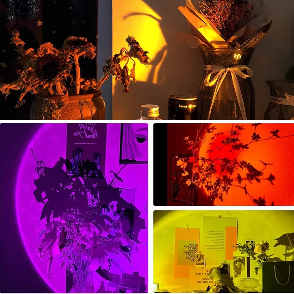 Fall Sunset Lamp Projector Light 180° Adjustable Sunset Mood Lamp, 4 Modes, Remote Control RGB Ambient Night Light for Bedroom, Gaming Room, Live Streaming Photography & Parties Home Wall Decor Party Led Lighted Gift Led Multi Multifunction Rgb Colors