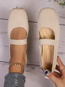 Knit Ballet Flats for Women, Round Toe Comfortable Breathable Everyday Essentials Tiktok Fashion Alert Momcore Trend Cloudcomfort Ballerina Flats