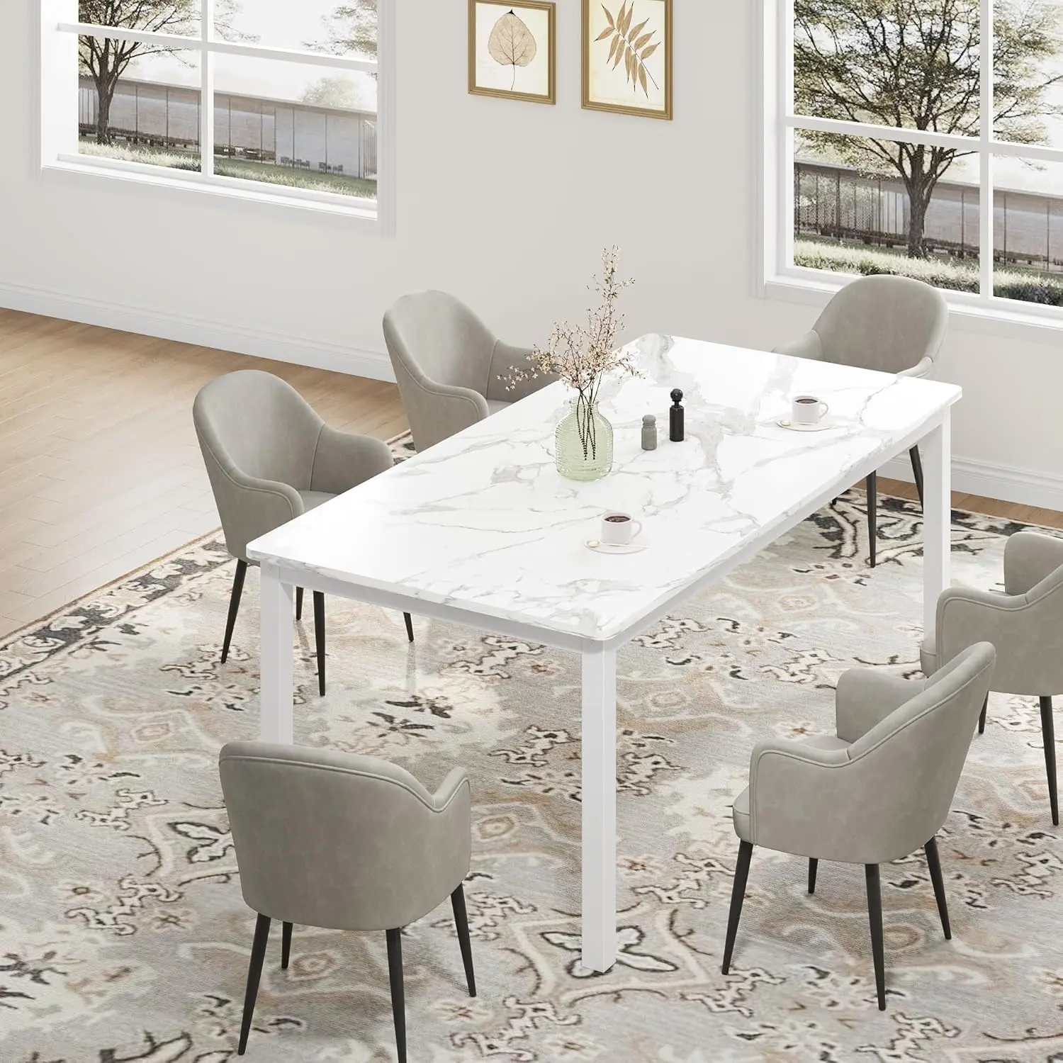 Gaomon Large Size Rectangular Engineered Wood Dining Table - 71.7in, Mortise Tenon Design, Sturdy Metal Legs, Rustic Aesthetic, Seats 6-8, Ideal for Dining Room & Home Office, All-In-One Dining Tables, Casual Dining Tables