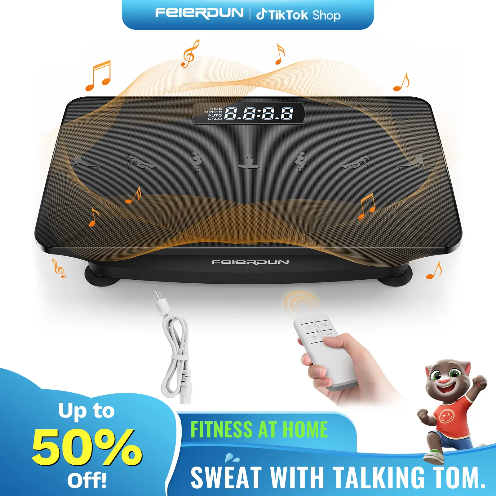 FEIERDUN Vibration Plate, Whole Body Vibration Plate Exercise Machine for Lymphatic Drainage, Power Plate Vibration Plate-Home Gym Equipment