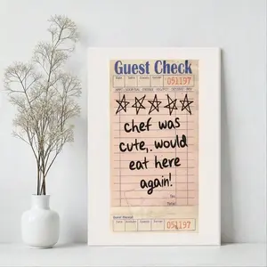 1pc (Framed Frameless Poster Optional)  Restaurant Reviews, Five-Star Ratings, Handwritten Notes Style Art Print Canvas Poster Painting Wall Decor, Ideal Gift For Bedroom Living Room Hallway Dorm, Ready To Hang