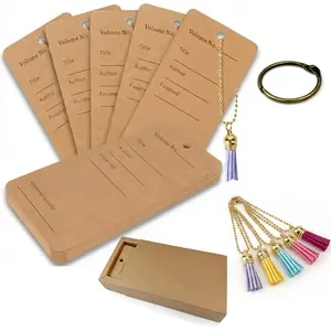 Library Card 30 count Bookmarks with 2026 Charm & Tassels -  Paper Reading Log  for Book Lovers, Students, Teachers - Double-Sided Book Review Cards &  Set
