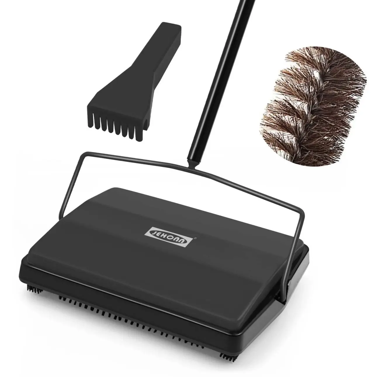 Carpet Floor Sweeper with Adjustable Handle Manual Non Electric Sweeper Lightweight Carpet Cleaner for Home Office Rugs