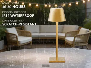 2-Pack LED Cordless Table Lamps with RGB & Stepless Dimming, 3W 5000mAh Rechargeable Battery Operated Portable Table Lights, IP54 Waterproof Modern Lamps for Bedroom, Restaurant & Outdoor Use (Gold)