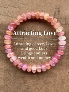 Elegant Pink Beaded Bracelet - Vintage Synthetic Crystal Stackable Cuff Bracelets for Women & Man Holiday Party Engagement, Perfect for Wedding Jewelry, Daily Wear Anniversary Gift