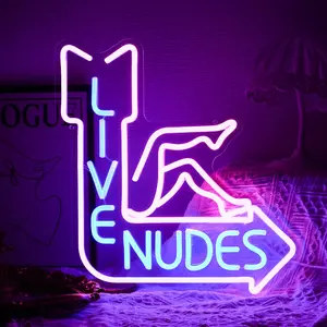 Live Nudes Dimmable Neon Sign, Cool LED Neon Lights Wall Art Light, Adjustable Brightness USB Powered, & Blue Color, Bedroom Living Room Decor, Decorative Ambiance Lighting, Neon Lamps, Led Light Up