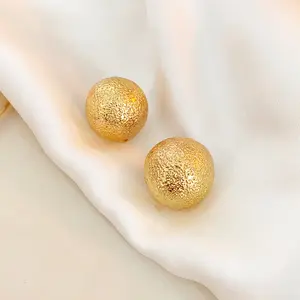 Swyii Brushed Gold-Plating Orb Earrings, Trendy Hoops Earring for Women for Party, Minimalist Fashion Nugget for Any Occasion, New Year Stuffers, Holiday Gift for Her, Party Glam