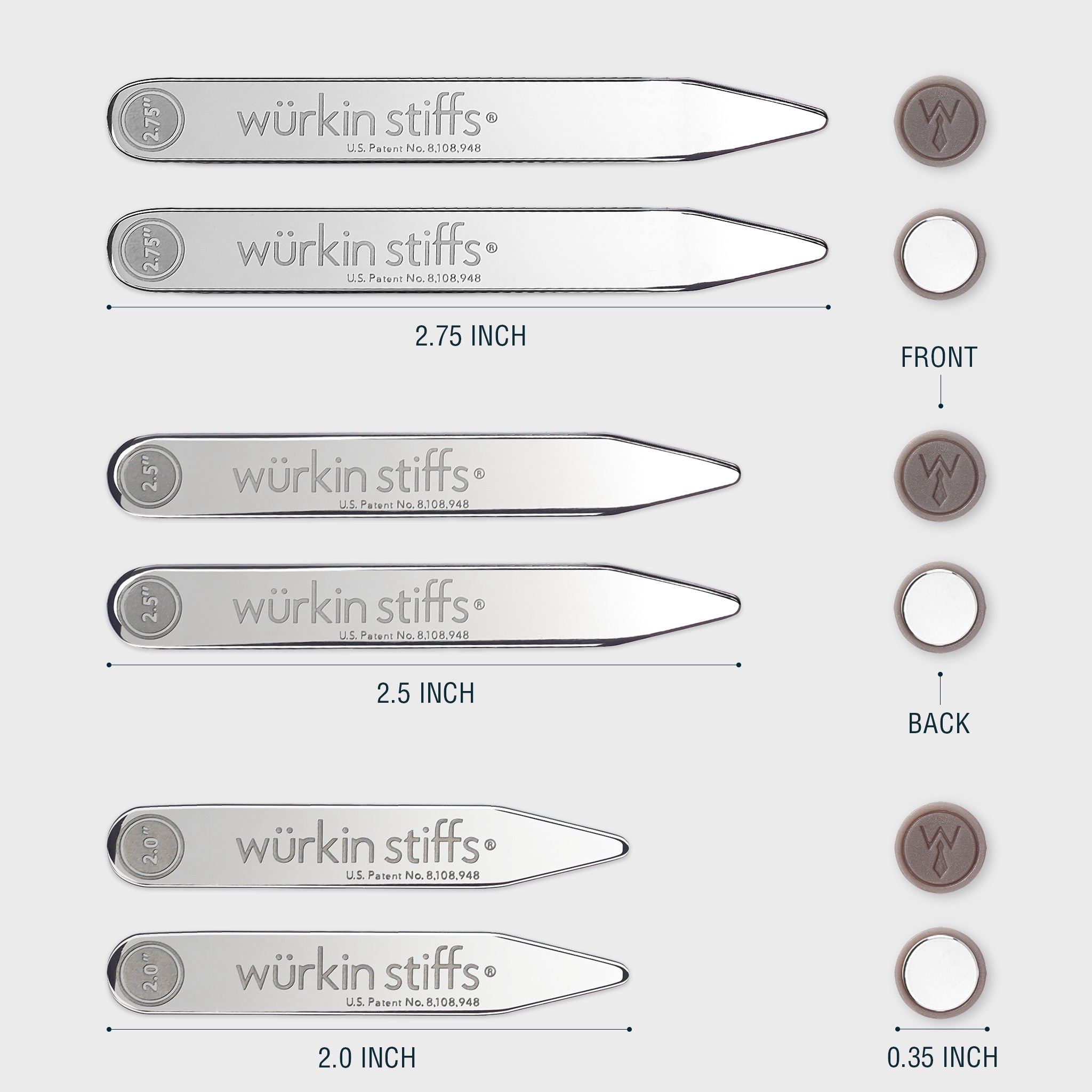 Wurkin Stiffs 3-Pair Magnetic Power Stays – Choose Your Size | Strong Hold for All-Day Collar Control