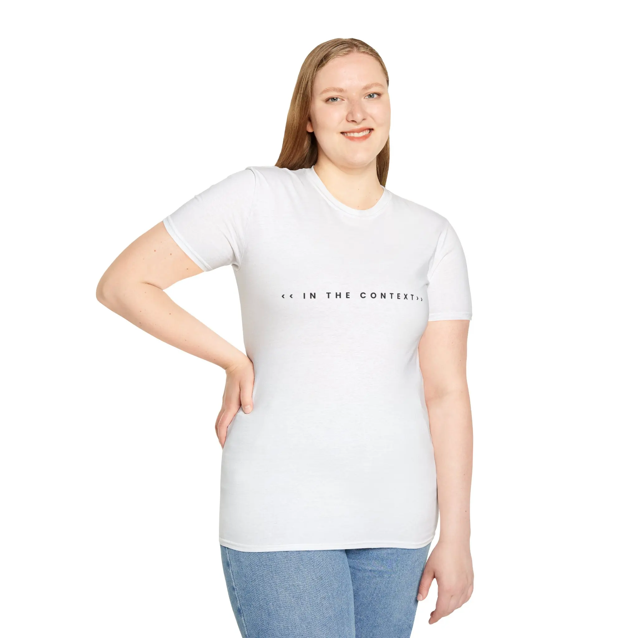 Kamala Harris Walz Campaign Merch Unisex Softstyle T-Shirt, 'you exist in the context of all in which you live' Cheeky, Clever Kamala Harris