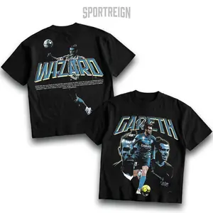 SPORTREIGN Gareth Bale Men's T-shirt, Soccer Fan Shirt, Wizard Fan Merchandise, Football Shirt, Graphic Tee Over Size, 100% cotton Shirt, Gift For Him, Made In USA.