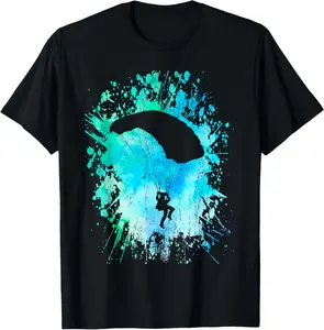 100%cotton Skydiving Parachuting Skydiver Extreme Sports Paint Splatter T-Shirt Top Vintage plain  tops