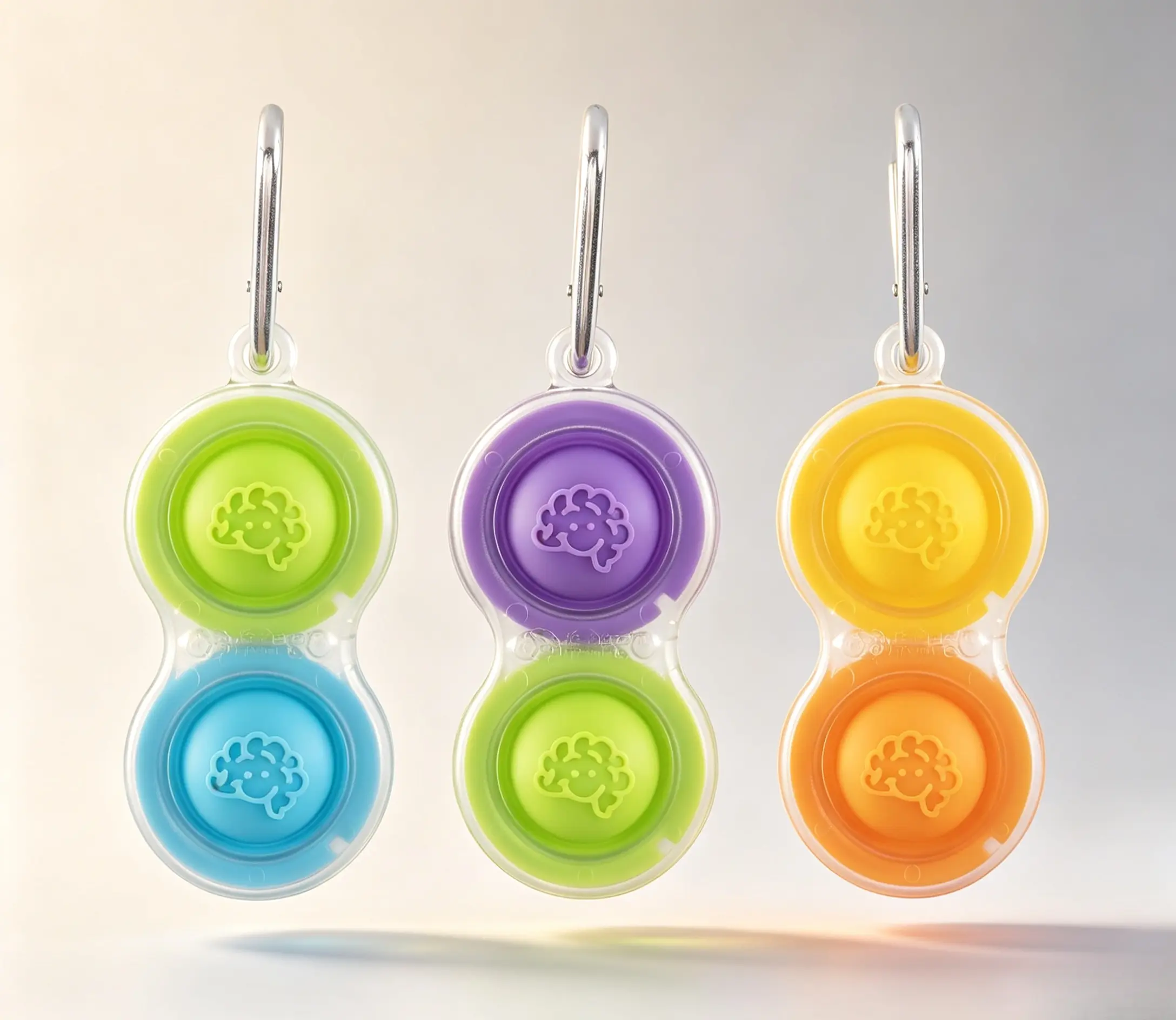 3 Pack Clear Mini Pop Popping Fidget Keychains, Portable Simpl Dimpl Sensory Stress Relief Toys for Kids and Adults
