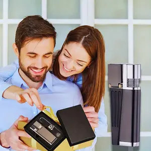 Retro Lighter (Butane gas Not Included )Portable 2in 1 Set Metal Lighter Combo with TubeFoldable Lighter Open Soft Flame