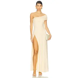 Runaway The Label Larsen One Shoulder Maxi Dress in Lemon