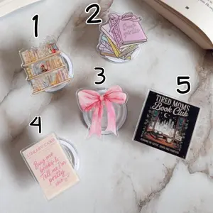 Pink Coquette Bow Pop grip,Library Card Phone Magsafe grip,Bookish Kindle Grip,E-reader Kobo,Paperwhite Colorssoft Book Lover Gift for her