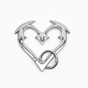 Heartbreaker Carabiner Gothic Heart-Shaped Metal Keychain Heavy Duty Bold Design Zinc Alloy Perfect for Keys Bags Statement Fashion Accessories