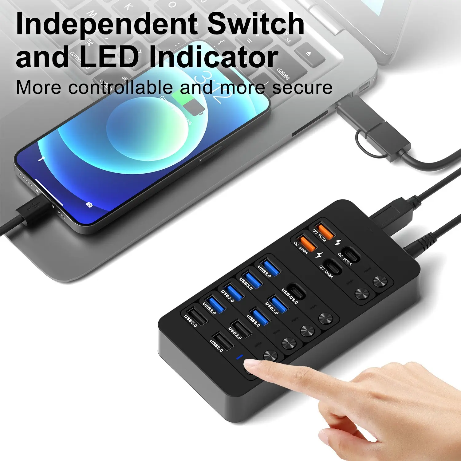 Multi-Port USB HUB 14-In-1 Data HUB Splitter Compatible with Phone Tablet Laptop, Essential Accessory for Modern Devices Usb A Ports Usb Extension