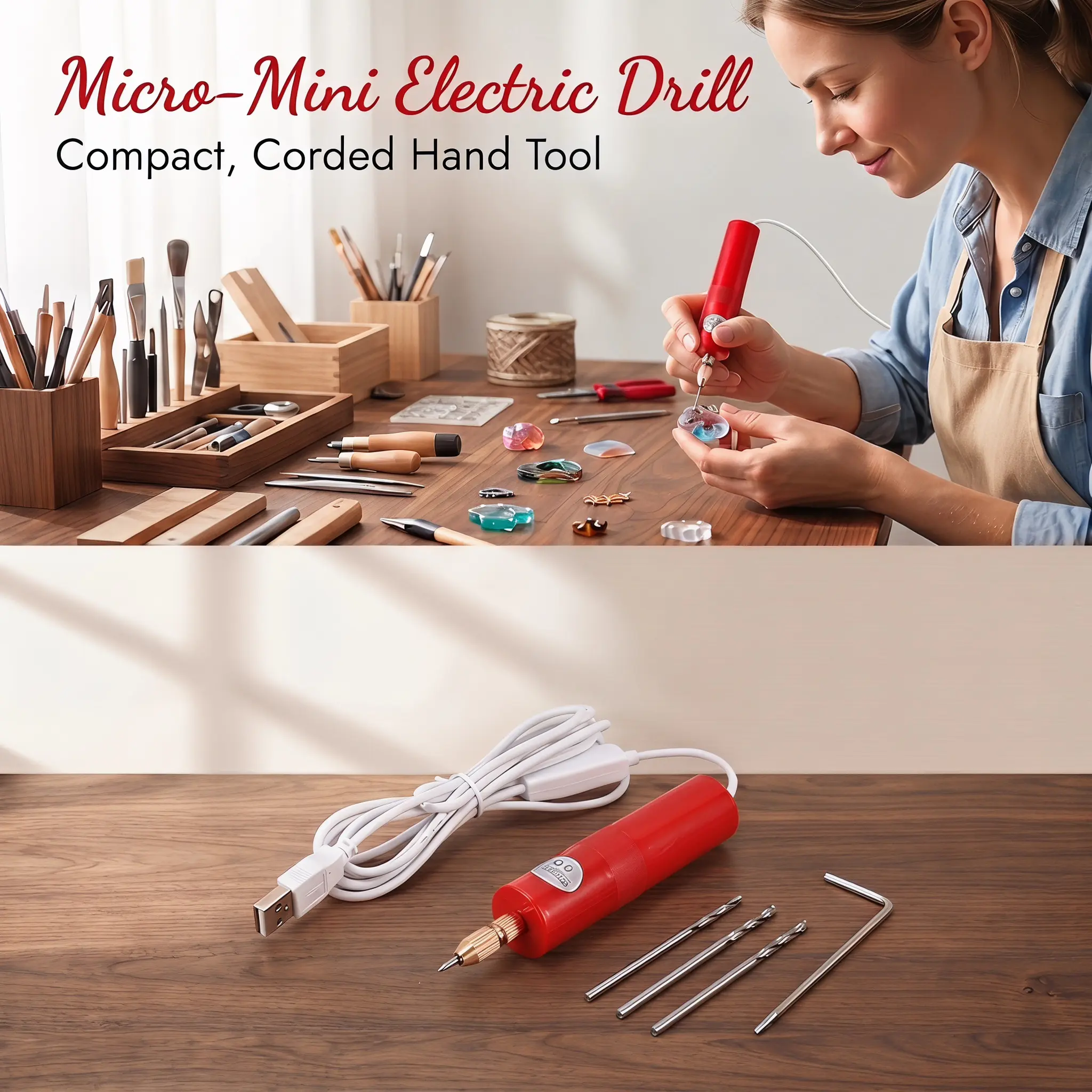 1 PCS Micro Handheld Drill Bits, 0.7-1.2mm Crystal Epoxy For Resin Jewelry Making Mini Electric Drill Set DIY ABS-YY0