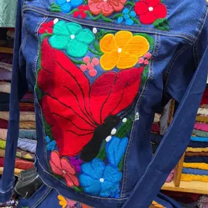 Women's Jacket with Colorful Floral Embroidery and Butterfly Design for Stylish Outfits
