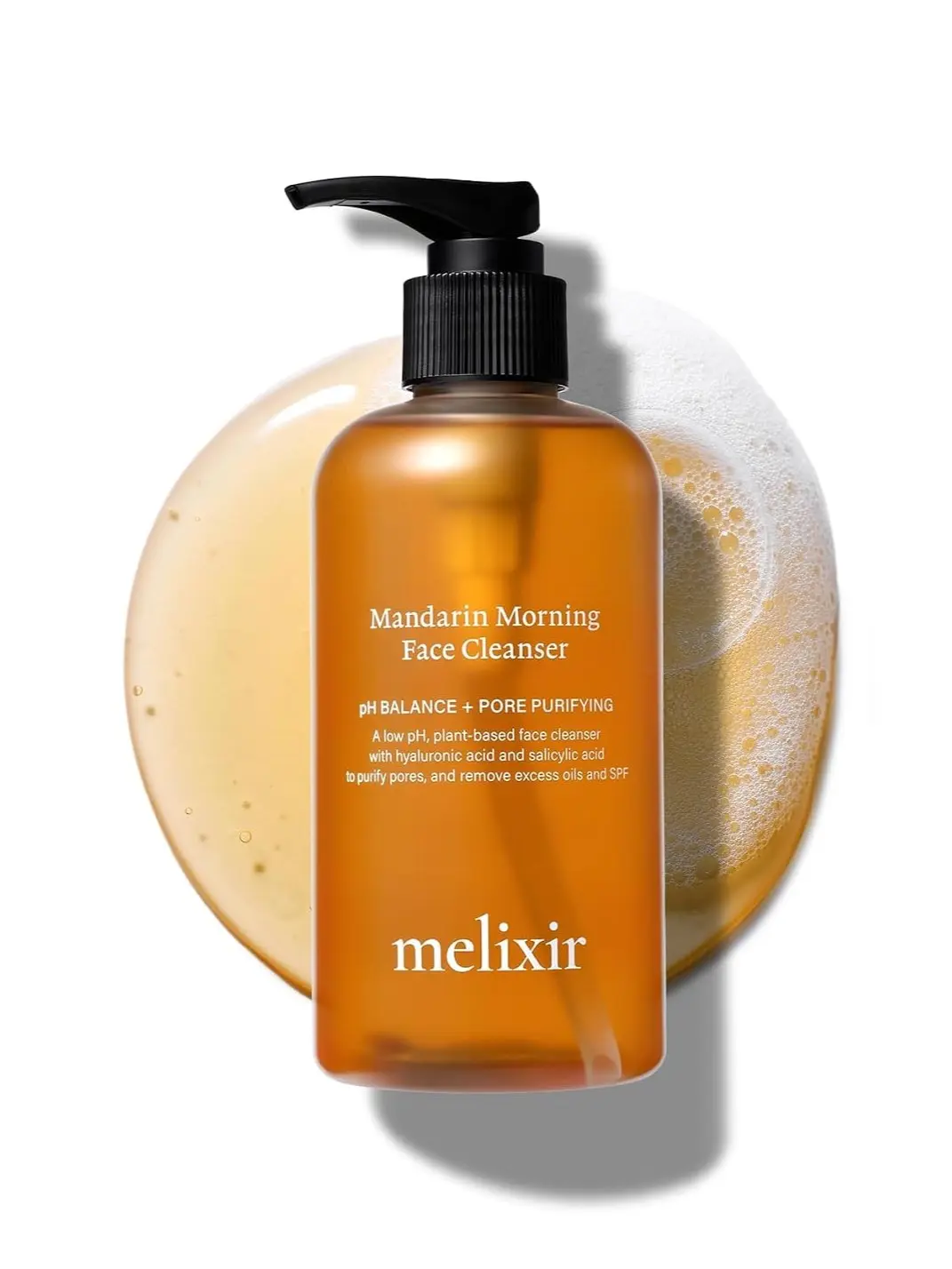 Melixir Mandarin Morning Face Cleanser 250ml (8.4 fl oz) - Korean Low pH Gel Cleanser with Hyaluronic Acid & BHA - Gentle Non-Stripping Daily Face Wash for Dry Skin, Removes Excess Oil & Sunscreen