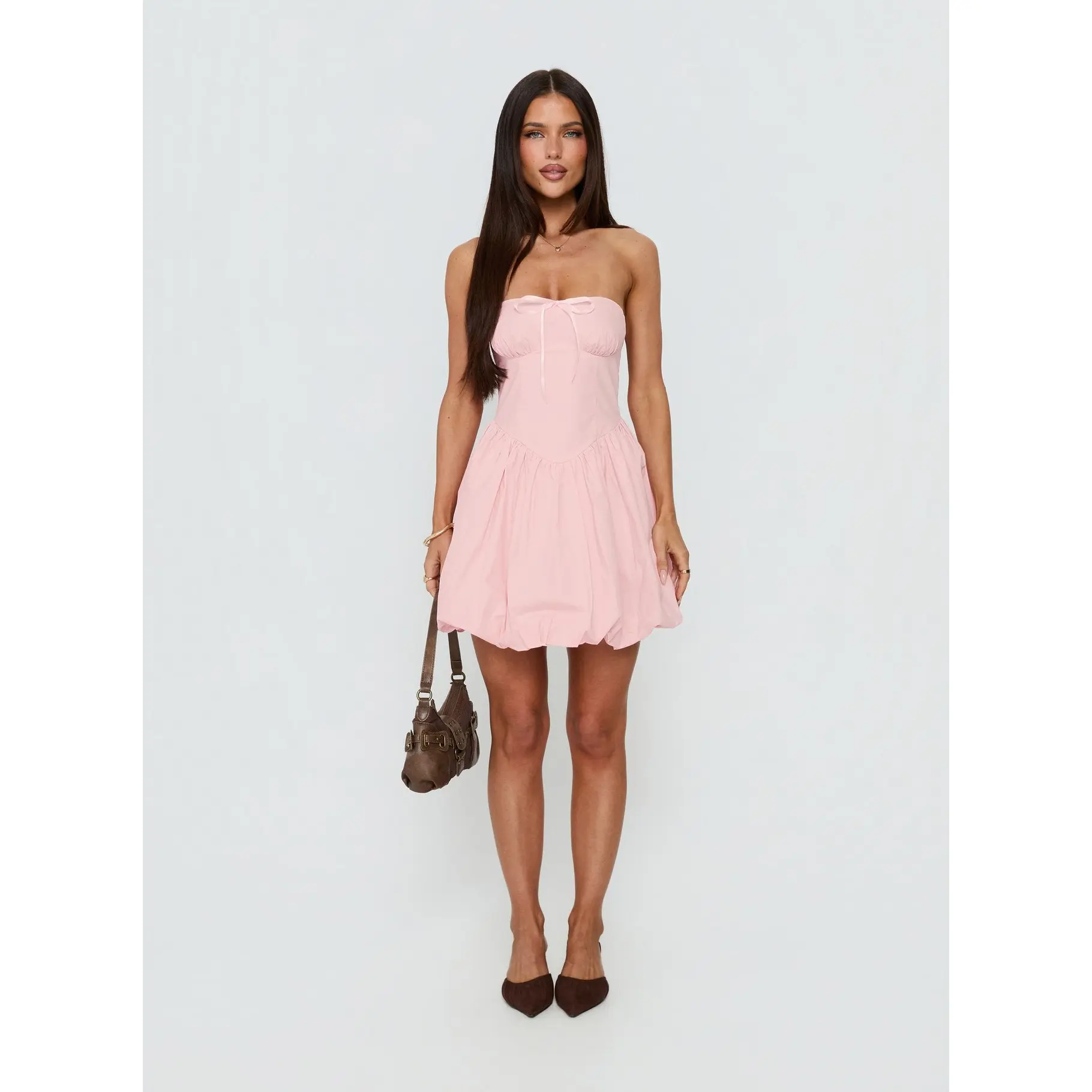melaina bubble hem mini dress pink Melaina Bubble Hem Mini Dress Black
