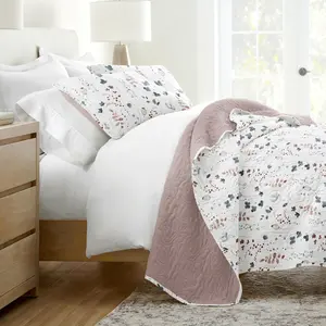 Poppy Bloom Reversible Quilted Coverlet Set