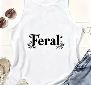 Feral Gothic Floral Tank Top Edgy Slogan Graphic Sleeveless Summer Top women women's