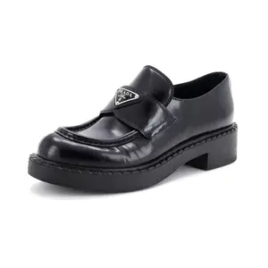 Pre-owned Prada Women's Triangle Logo Loafers Spazzolato Leather by Rebag