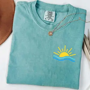 Comfort Color Summer Beach T-Shirt – Vacation Style Design, Cute Summer Outfit, Girl Gift Idea, Streetwear Style Unisex Fits Cotton Comfort Casual Shirt With Light Fresh Aesthetic For Everyday Wear