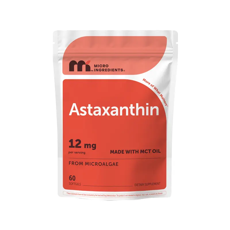 [Live Exclusive] Micro Ingredients Astaxanthin 12mg, 60 softgels | 2 monthly Supply, Natural Tanning, Fresh Microalgae Source, Easy to Swallow