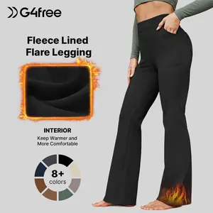 G4Free Fleece Lined High-Waist Flare Work Pants Vintage Winter Yoga Comfy