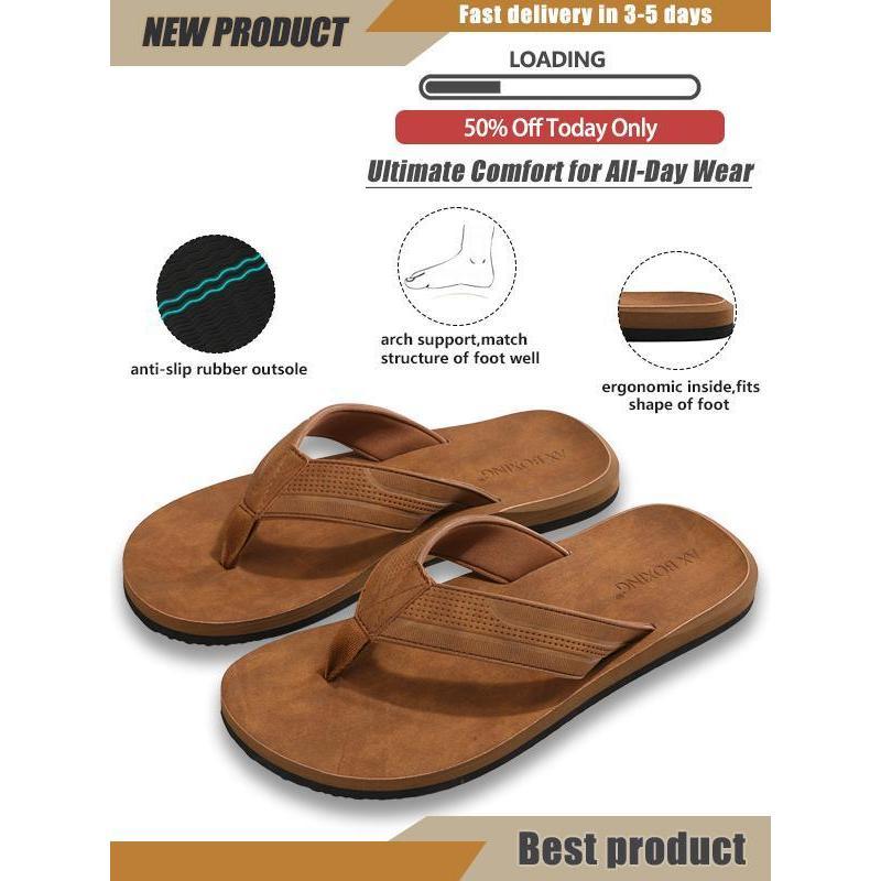 ARRIGOBELLO Men's leather flip flops stylish and comfortable non-slip design slippers suitable for daily outdoor and beach wear arch support Sandal Boy Footwear Soft Summer Brown Usat0906-4 Shoe Walking Shoes ARRIGOBELLO Men's leather flip flops stylish and comfortable non-slip design slippers suitable for daily outdoor and beach wear arch support Sandal Boy Footwear Soft Summer Brown Usat0906-4 Shoe Walking Shoes