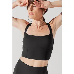 Daphne Corset Crop Top - Black