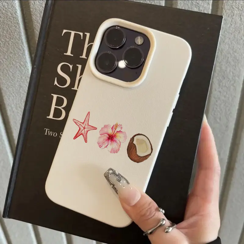 Starfish Flower Coconut Pattern TPU Phone Case, Shockproof Protective Accessory for iPhone 16 Pro Max/16 Plus/15/14/13P/12/11, High Aesthetic Business Design, Accessories
